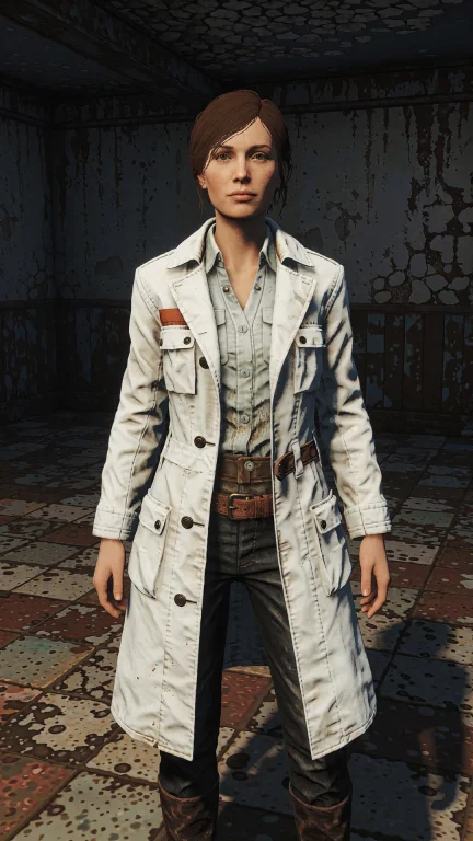 Videogame Screenshot A Woman In A White Coat Standing In A R...