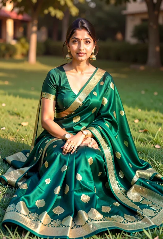 Full-length Outdoor Portrait Of A South Asian Woman Sitting...
