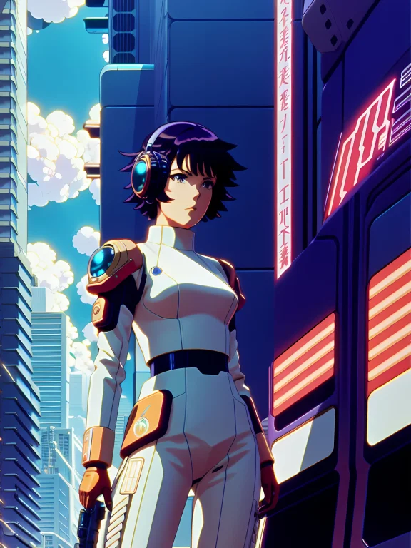 Ghost In The Shell In The Style Of 90s Vintage Anime, Roboti...