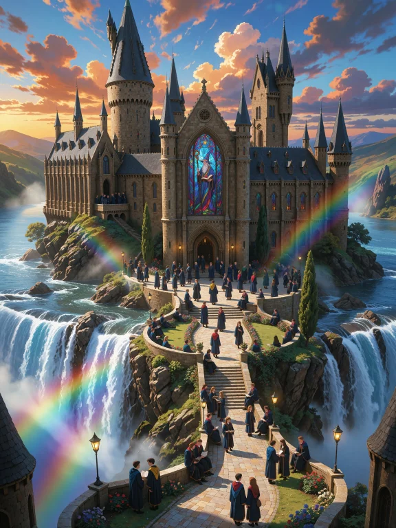 An Anime-style Illustration Of A Grand Fantasy University Pe...