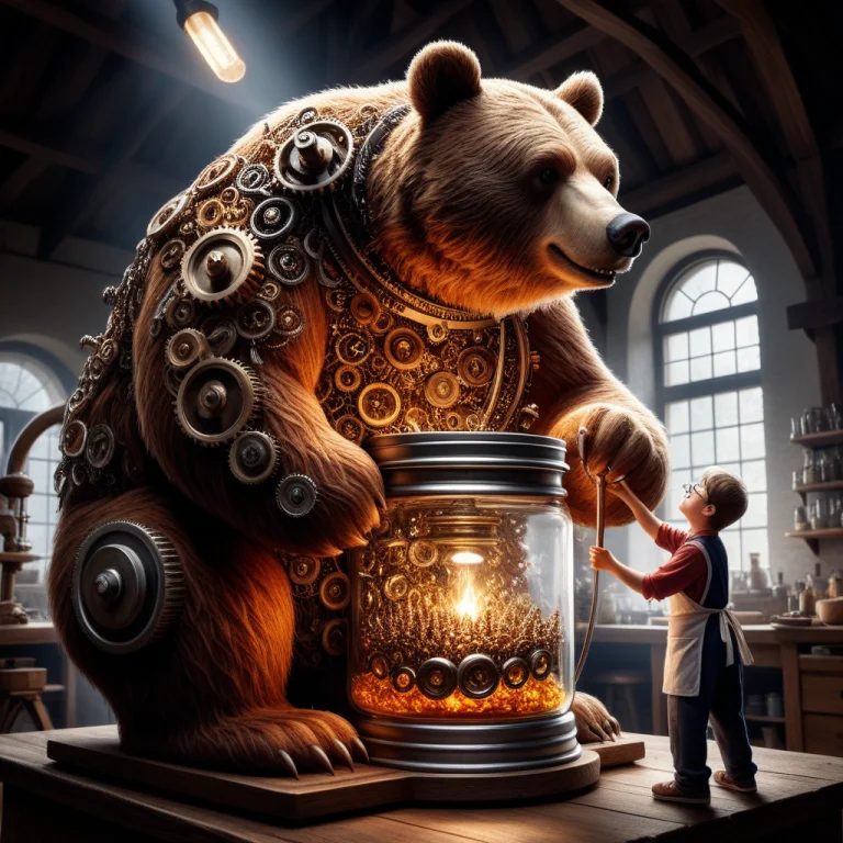 A Huge Anthropomorphic Mechanical Bear Constructed From Hund...