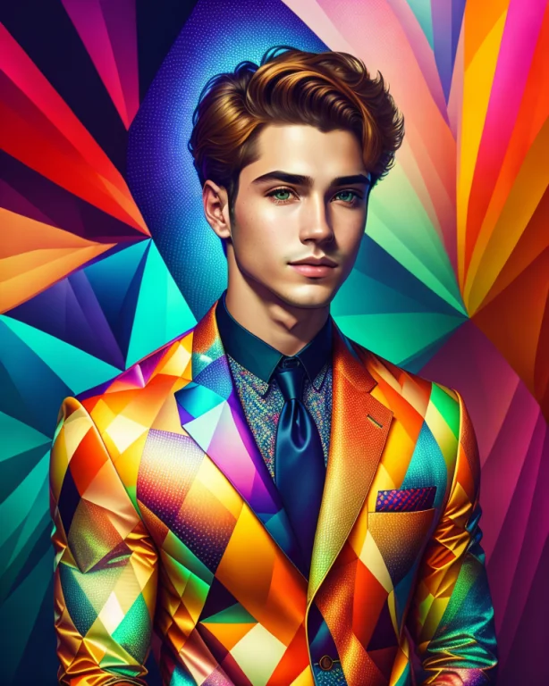 Portreit Of A Handsome Confident Man, Rimlight, Geometric Pa...
