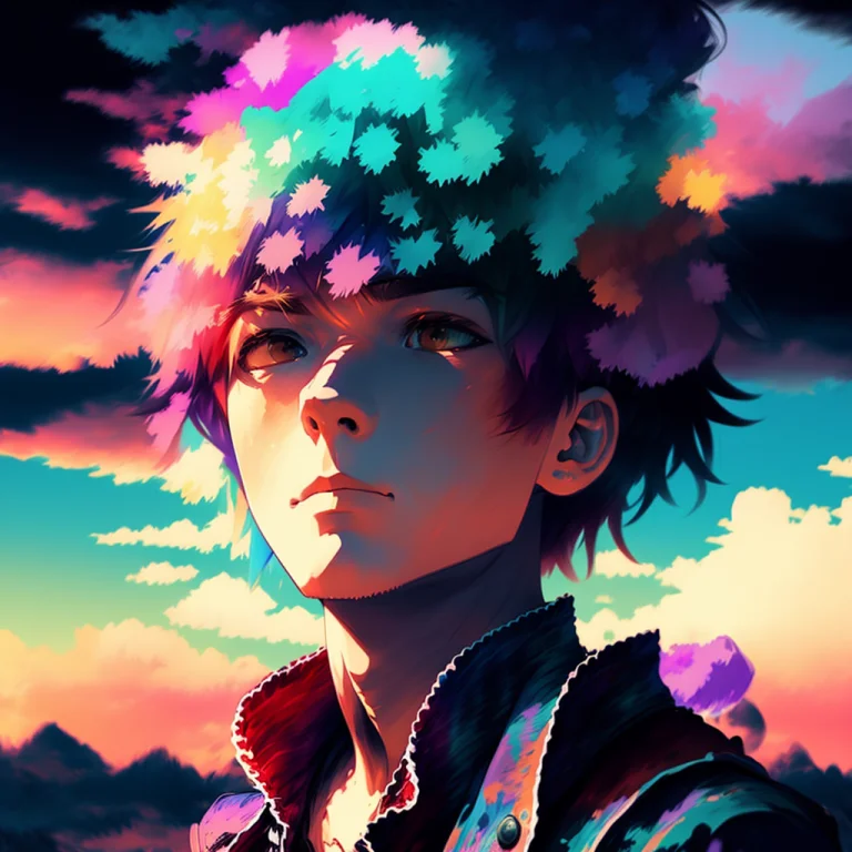 A Man, Clouds, By Clrs