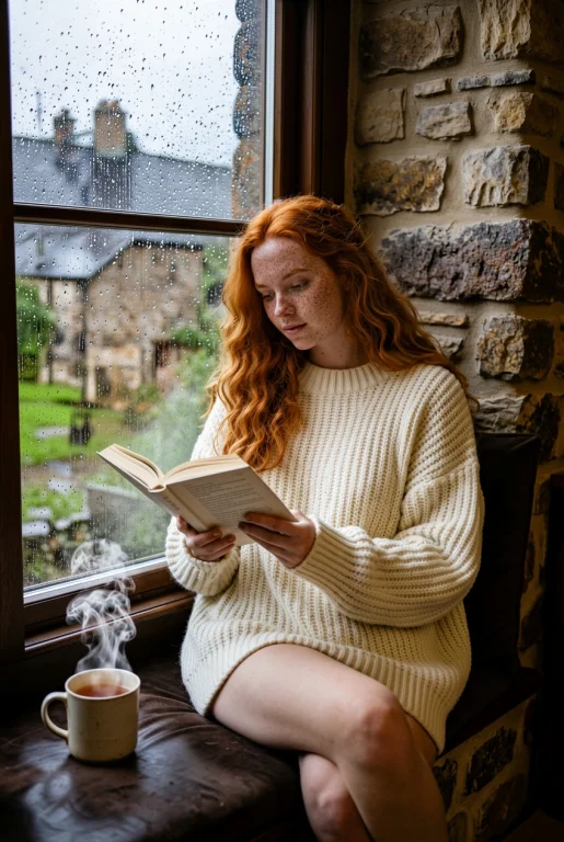 A 25-year-old Woman With Long Wavy Red Hair And Freckles, We...