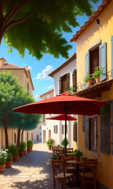 Style Traditional French Cafe In The Street Of A Small Villa...