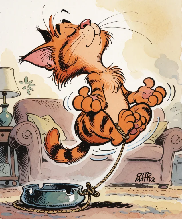 In A Living Room, An Orange Kitten Is Meditating And Hovers...