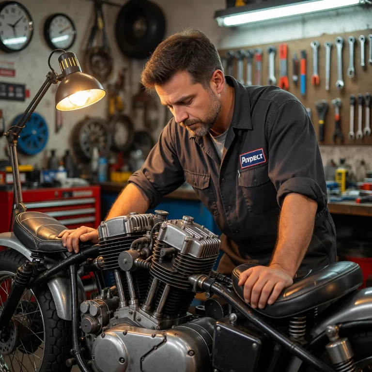 Astrodetailfx. A Medium Shot Of An Adult Male Motorcycle Mec...