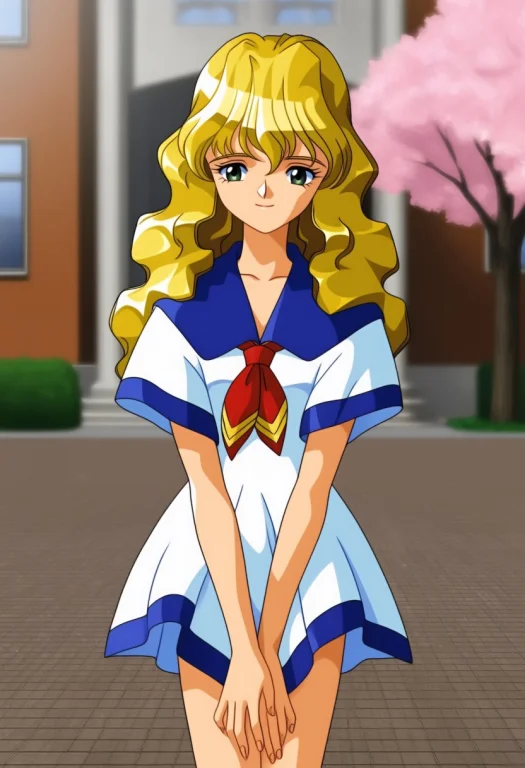 Noische Amolphy, 1girl, Solo, Blonde Hair, White Dress, Blue...