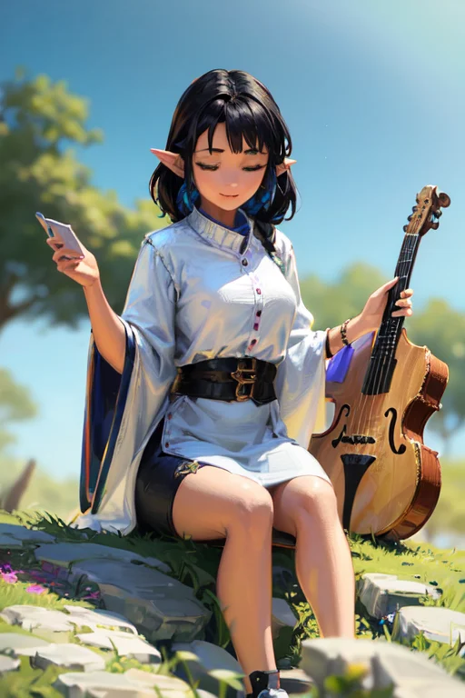 1girl, Solo, Pointy Ears, Playing Instrument, Instrument, Mu...