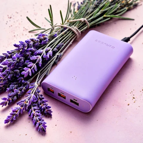 Loratech3lavenderfieldv10.80, Techlavenderfield, A Portable... — SDXL AI Prompt: , techlavenderfield, a portable power bank surrounded by dried lavender sprigs,...