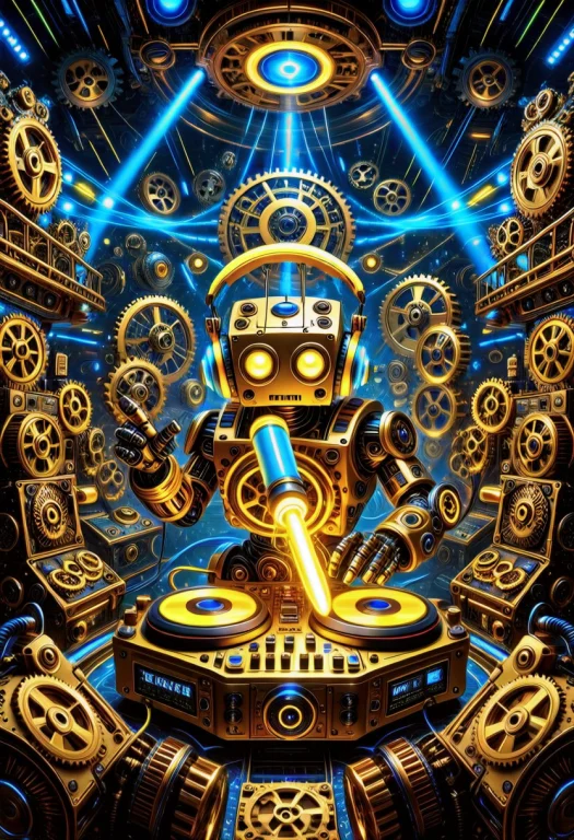 Gearstyle Robot, Complex Assembly Of Brass And Copper Interl...