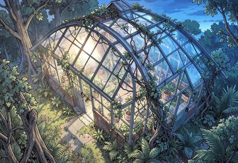 An Overgrown Greenhouse Slowly Returning To Nature, Light No...