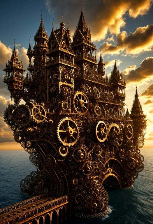 A Magnificent Floating Castle Rendered Entirely As Interlock...