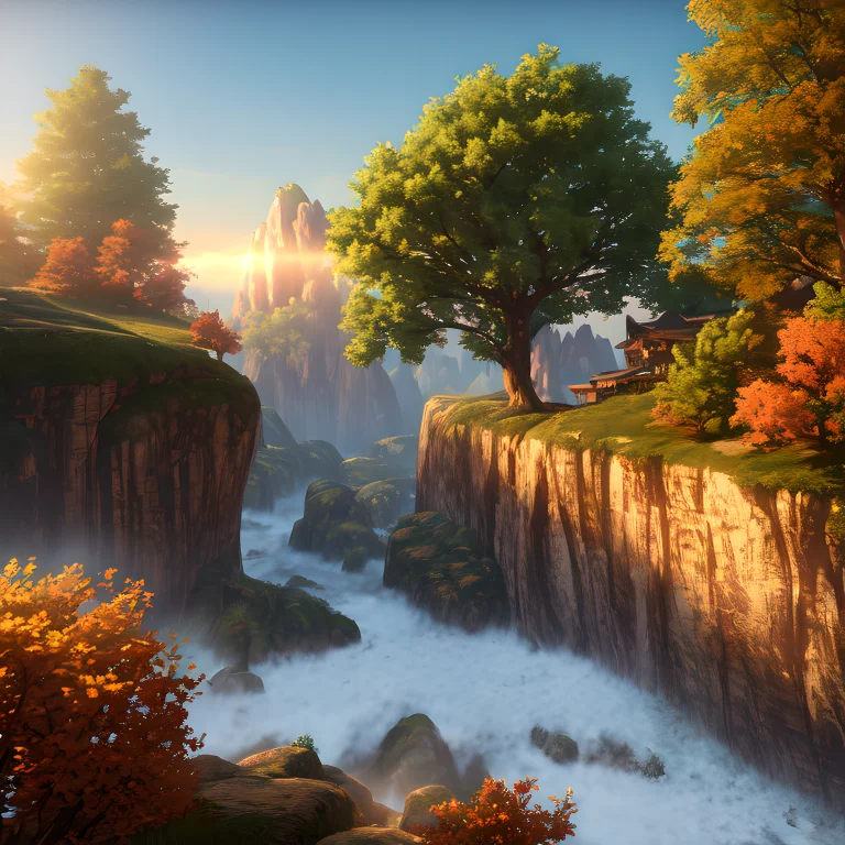 A Comfy Winter Landscape With Giant Magical Trees, By Makoto...