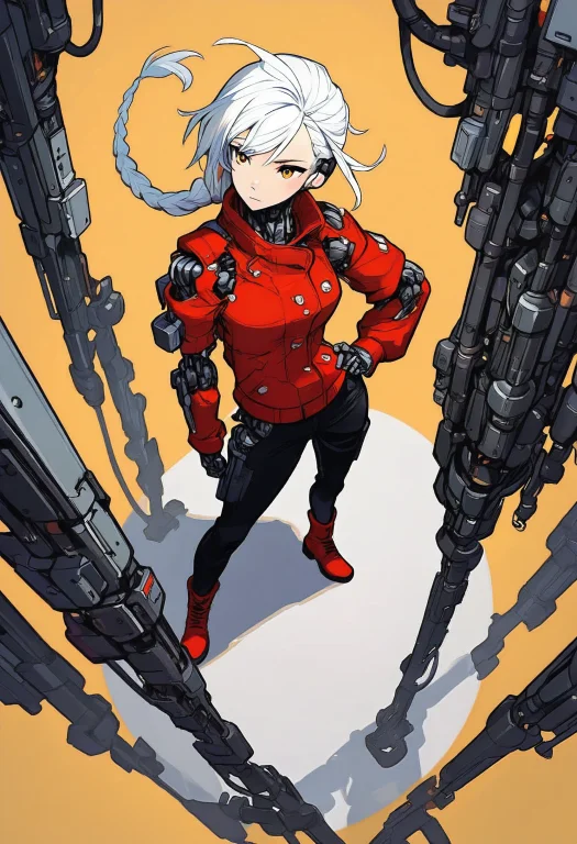 Posedaal, 1girl, Solo, Cyborg, Mechanicalarms, Singlebraid,...
