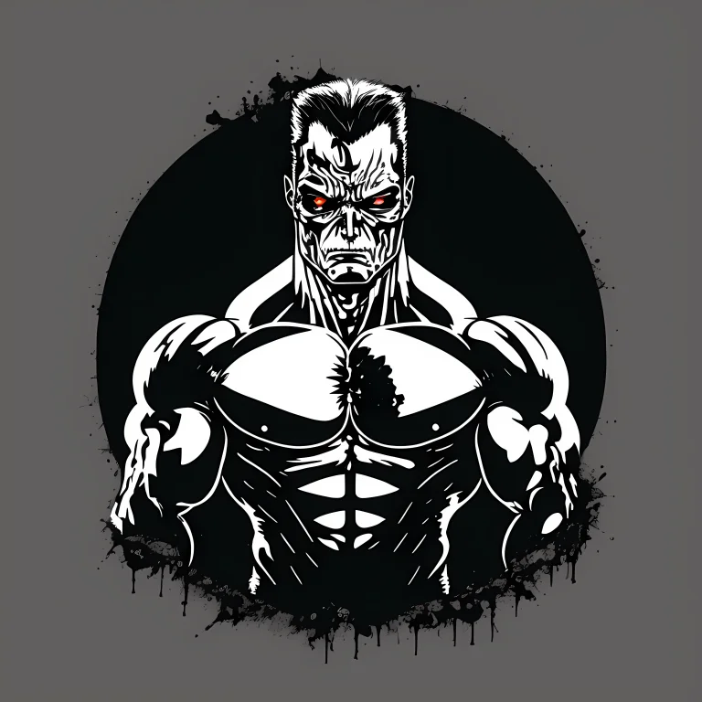 A Terminator T-1000 On A Black Baground . As A T-shirt Logo...