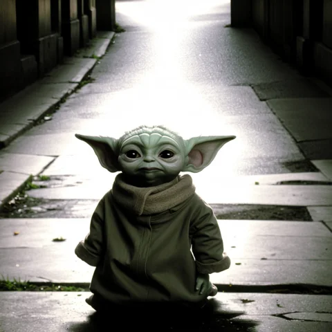 Babyyodah, At Night, On A City Street, Aloof, Lorababyyodah0... — Stable Diffusion AI Prompt: baby_yodah, at night, on a city street, aloof, 