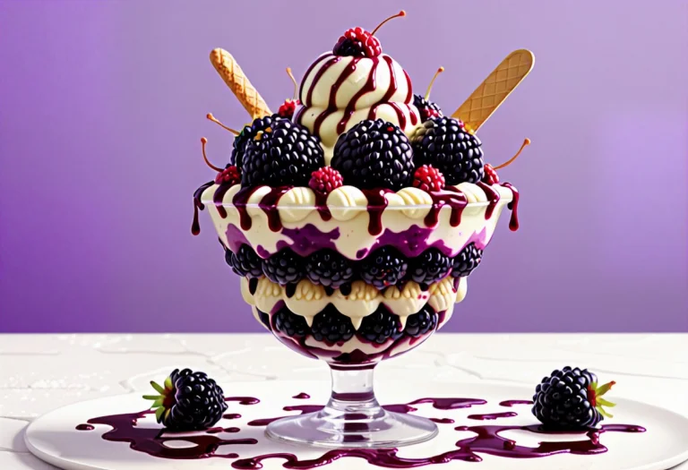 Ice Cream Sundae Made Of Blackberries, Blackberryworld