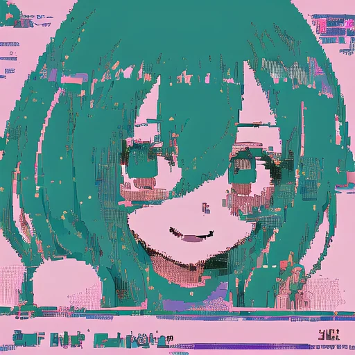 1girl, Smile , 001glitch-core1.1, Rainbow Colors , Jaggy Lin...