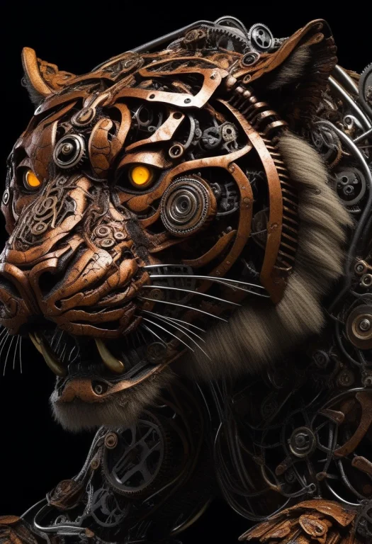 A Terrifying Tiger Made Entirely From Interlocking Gears An...