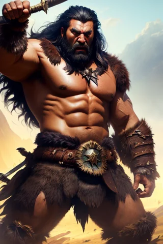 Masterpiece, Best Quality, Artstation, 8k, Fantasy Painting... — Stable Diffusion AI Prompt: masterpiece, best quality, artstation, 8k, fantasy painting of (dark barbarian m...