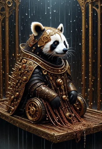 A Mechanical Red Panda Constructed From Interlocking Gears A... — SDXL AI Prompt: A mechanical Red Panda constructed from interlocking gears and clockwork compone...