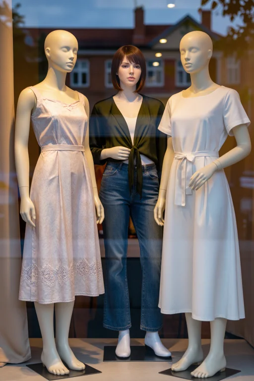 A Shop Window At Dusk With Street Reflections Overlapping Ma...