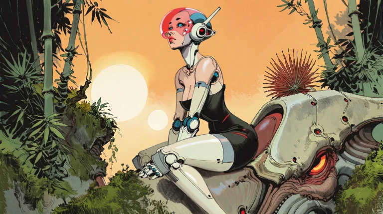 Bradhamel Art Style. A Humanoid Robot Female With Perfect Sk...