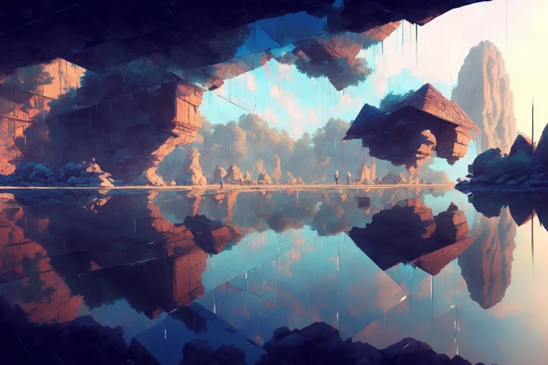 Upside Down Temples In The Rain And Sunlight By Kuvshinov, S...