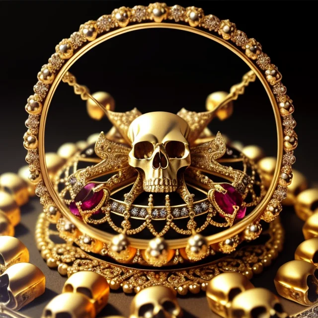 Ring Of Satan, Golden Frame, Rubies, Diamonds, Ivory Skulls1...