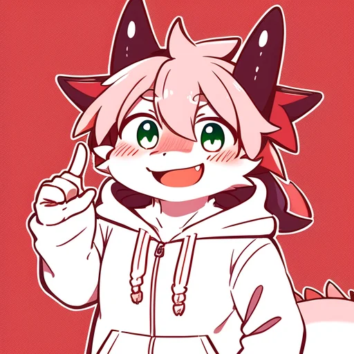 Dragon,finger To Cheek, Embarrassed Smile,hoodie, Half Body,...
