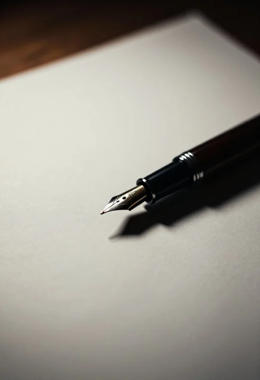 A Fountain Pen Resting On An Unfinished Letter, Analog Photo...