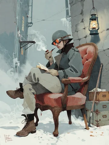 Bradhamel Art Style. A Solitary Figure In A Dark, Weathered... — Stable Diffusion AI Prompt: Bradhamel art style. A solitary figure in a dark, weathered trench coat and heav...