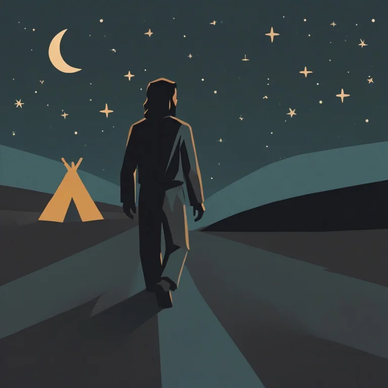Kosmosstyle Illustration, Lone Traveler Walking On A Desert...