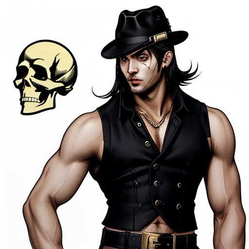 A Fully Body Portrait Done In The Style Of Tetsuya Nomura. A...