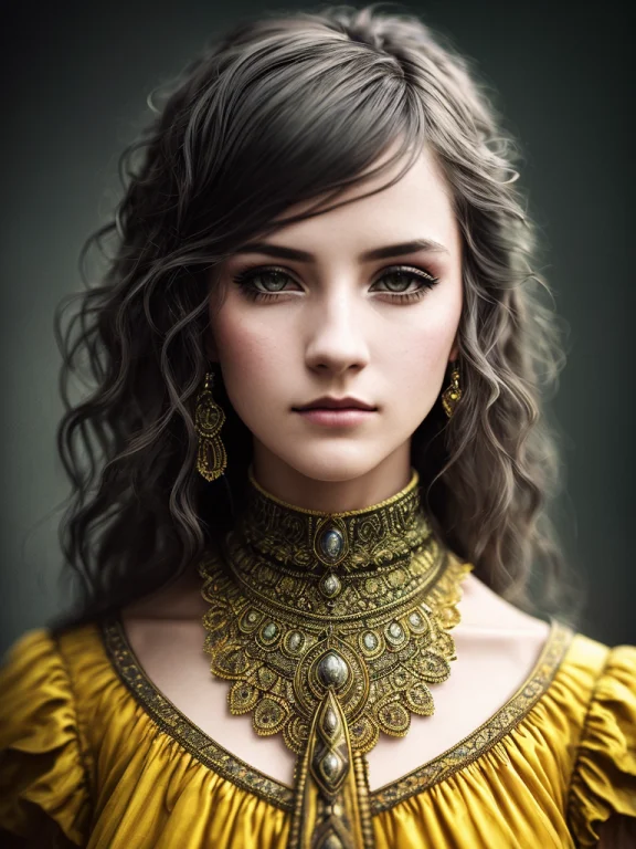 Woman In Dreampunk Style1.1, Yellow Dress, A Close-up, In Fr...