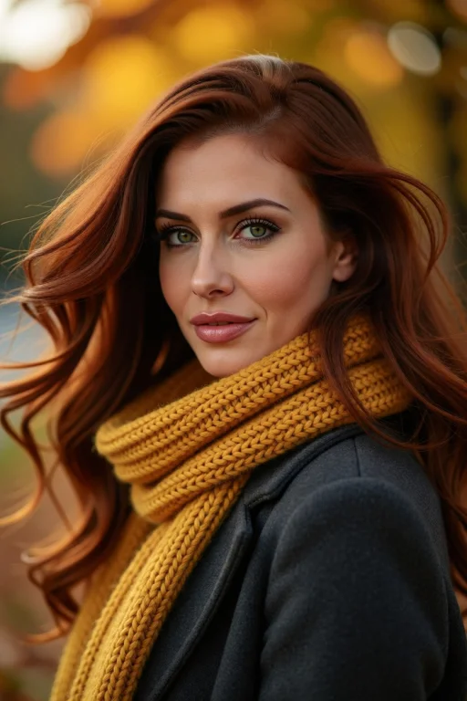 V3r4, A Candid Autumn Portrait Of A Woman With Long Flowing...