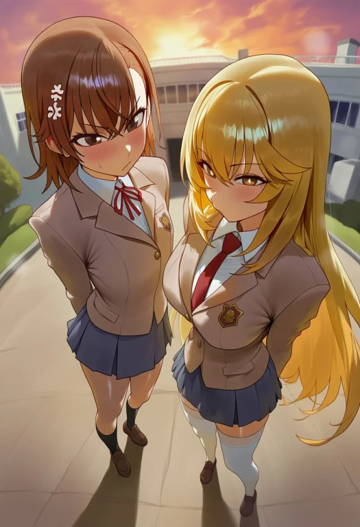 Safe, 2girls, Sh3xy0 Style, Detailed Background, School, Shi...