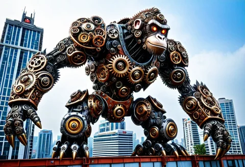 Masterpiece, Best Quality, Newest, High Detailed, A Giant Ro... — SDXL AI Prompt: (masterpiece, best quality), newest, high detailed, a giant robot made of gear,...