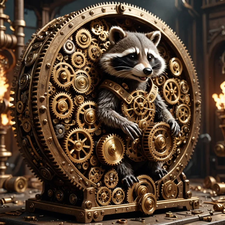 Steampunk Mechanical Render, Gearstyle Raccoon Heist, Made O...