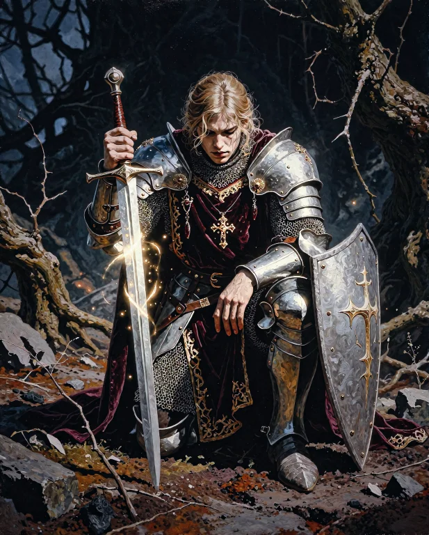Occult-vibes, Heroic Fantasy Painting Of A Solitary, Righteo...