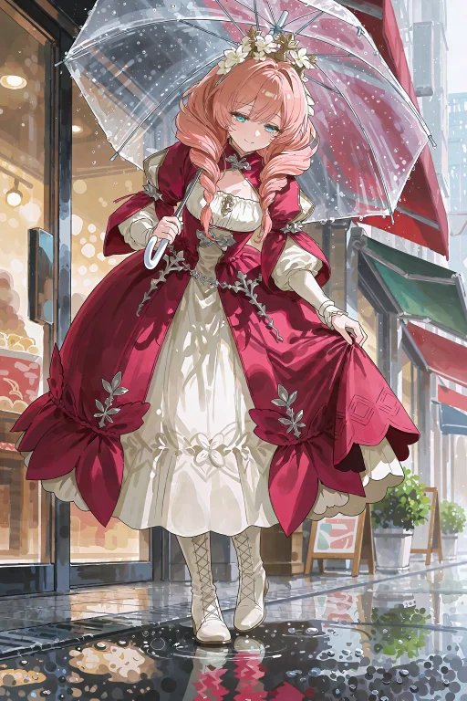 A Fantasy Flower-crowned Summoner Girl With Fair Skin, Lake-...