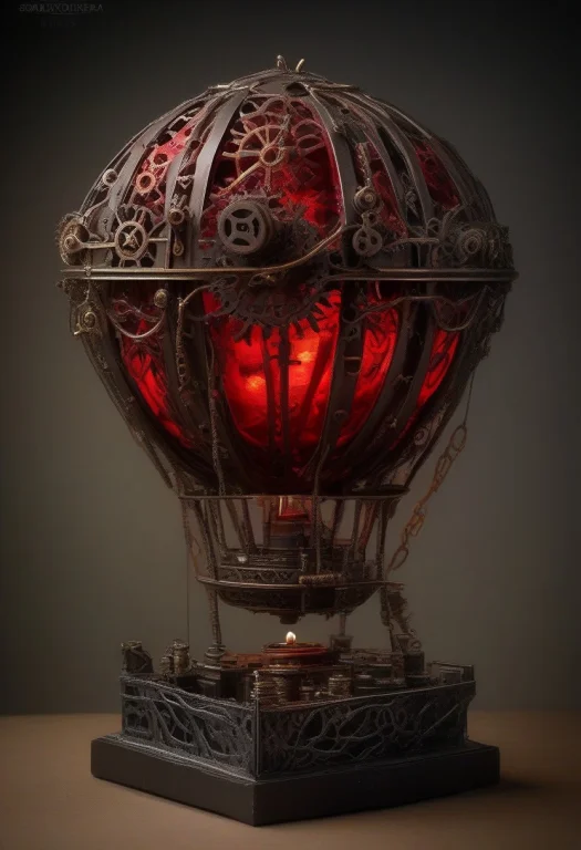 Miniature Hot Air Balloon Model On Stand, Envelope, Basket A...