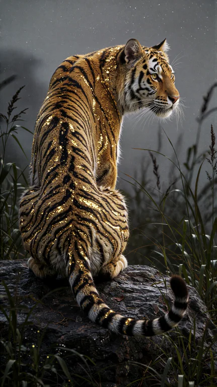 Bradhamel Art Style. A Majestic Sundarban Tiger With Shimmer...
