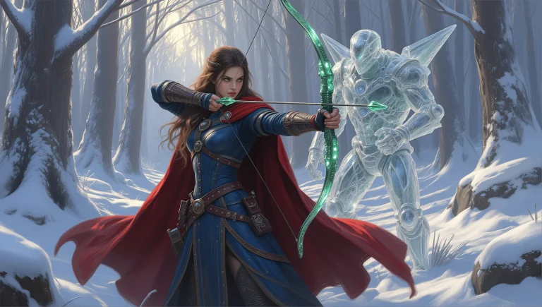 Fantasy Painting Of An Elven Warrior With Long Brown Hair, C...