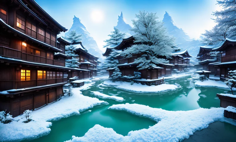 Photograph Of Frozen Japanize City, Tkenv, Award Winning Ima...