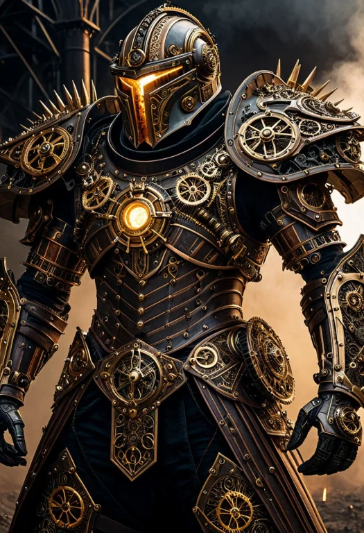A Powerful Futuristic Fantasy Warrior Wearing An Elaborate S...
