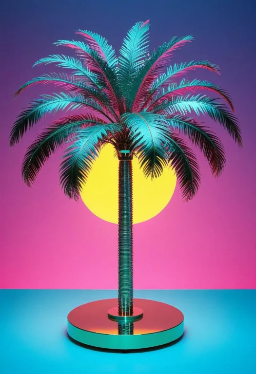 A Palm Tree Made Entirely Of Polished Brass And Chrome Gears...