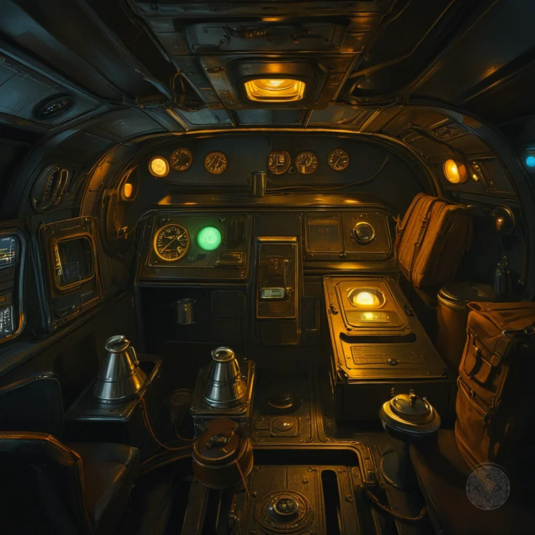 Retro-industrial Deep Space Hopper Cockpit Interior, Magneti...