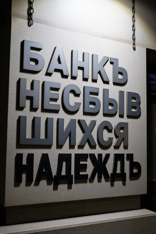 A Bank Portal Sign With Bold Uppercase Cyrillic Text    In E...